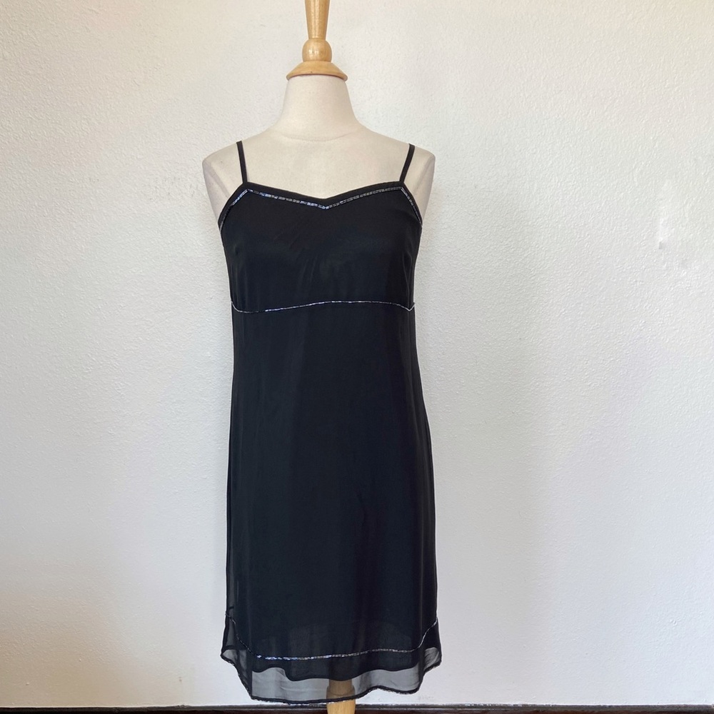 Vintage 90s Black Bead Embellished Midi Dress